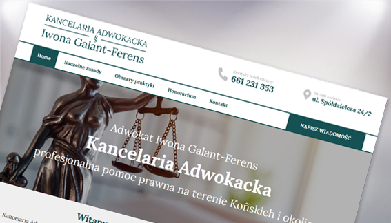 Strona Internetowa Kancelaria Adwokacka Iwona Galant-Ferens Spółdzielcza Końskie
